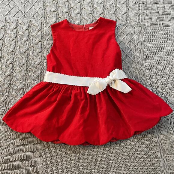 Vintage Red Drop Waist Scallop Hem Dress ~ 4 - Picture 1 of 11